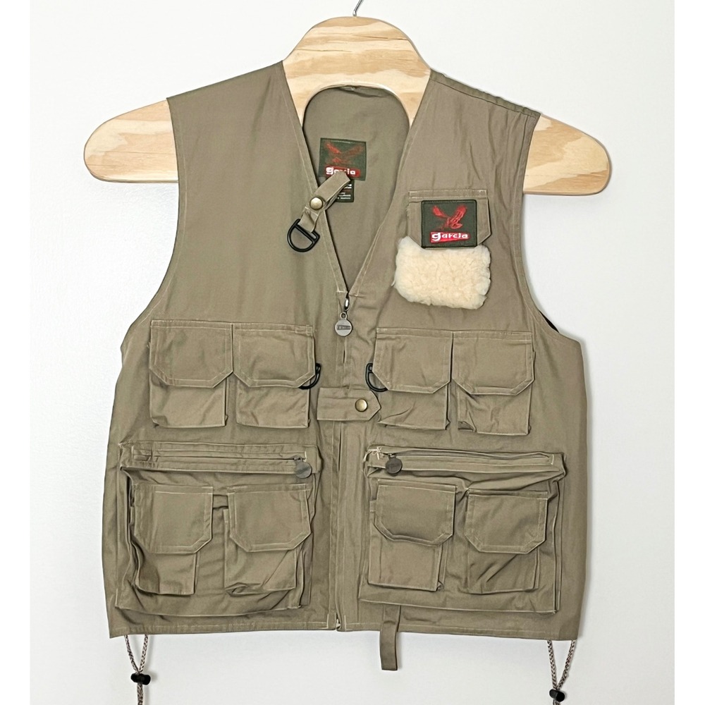 Garcia Fishing Vest Khaki Tan Multi‎ Pocket Utility Fly Fishing Gorpcore Mens OS
